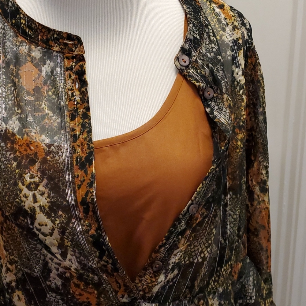 Boho Maxi Dress Snake print Karen by Simonsen Metallic thread vintage look - Picture 6 of 12